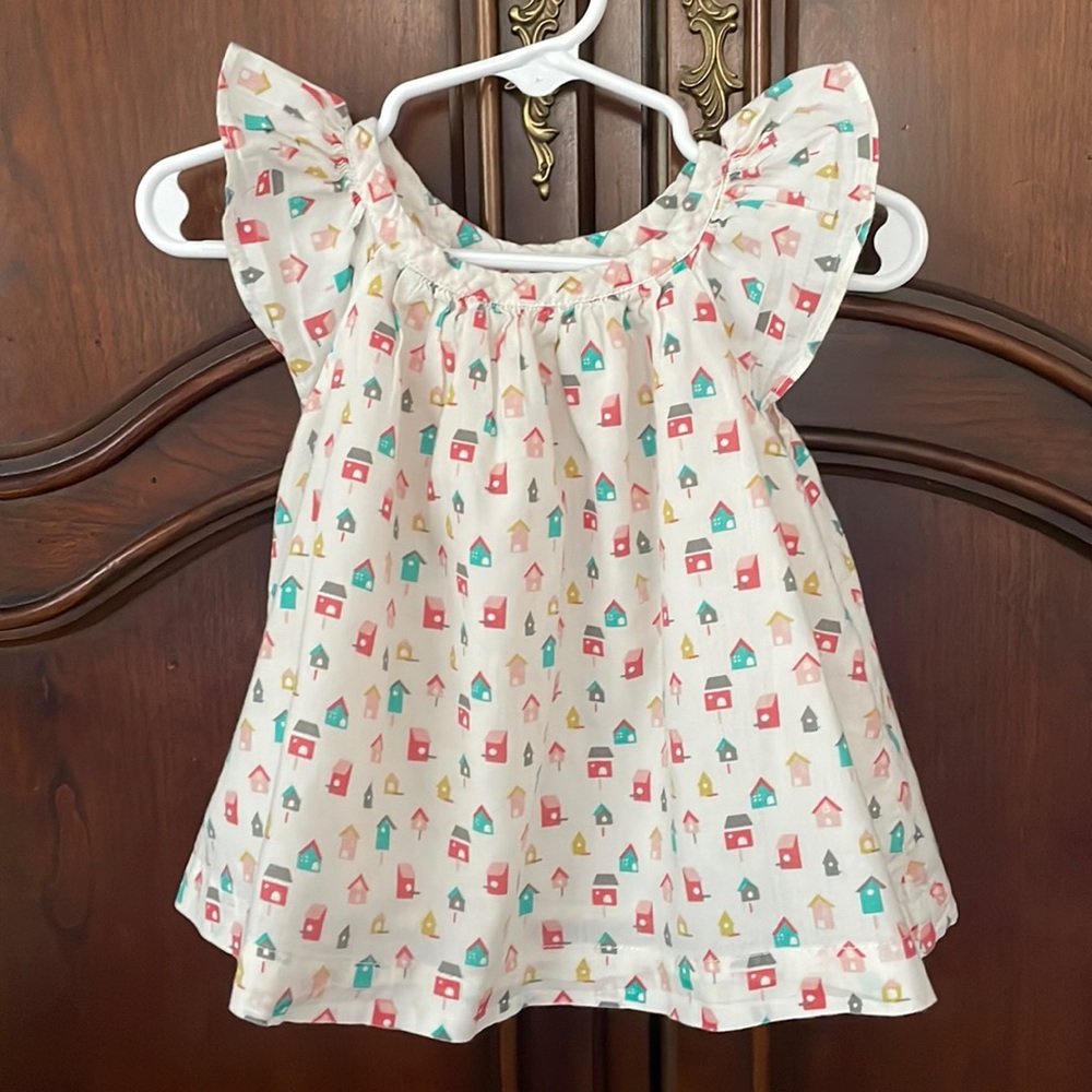 Baby GAP Girls Birdhouse Print Flutter Sleeve Top 12–18M Cottagecore Summer
